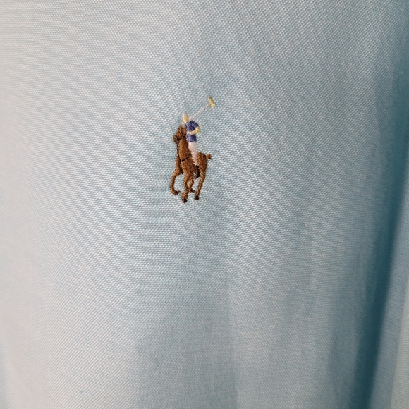 NWT Polo Ralph Lauren Slim Fit Stretch Oxford Shirt XXL Aegean Blue Flesh Pony - Picture 4 of 8